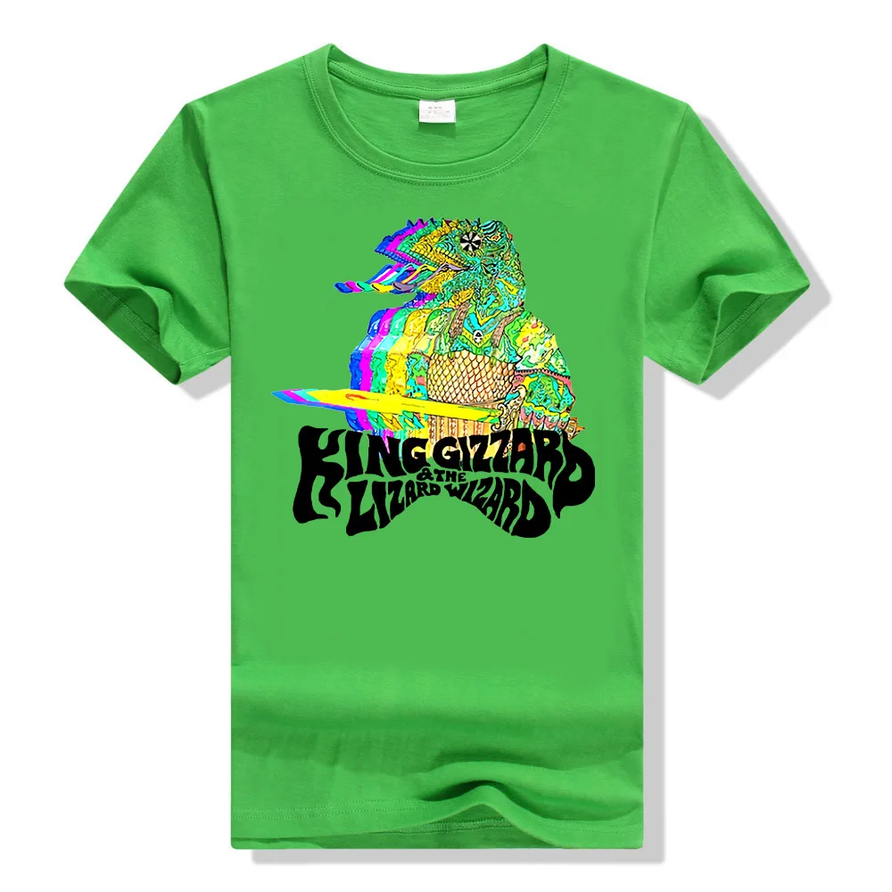 King Gizzard And The Lizard Wizard белая футболка с короткими рукавами бодбодибилдинг футболка - Цвет: Зеленый