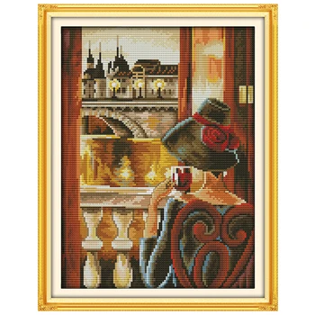 

Look out of the window counted printed on the canvas 11CT 14CT DIY kit Cross Stitch embroidery needlework Sets home decor