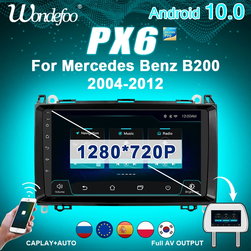PX6 автомагнитола 2 din андроид Android 10 Автомагнитолы радио для Mercedes Benz B200 Sprinter B class W245