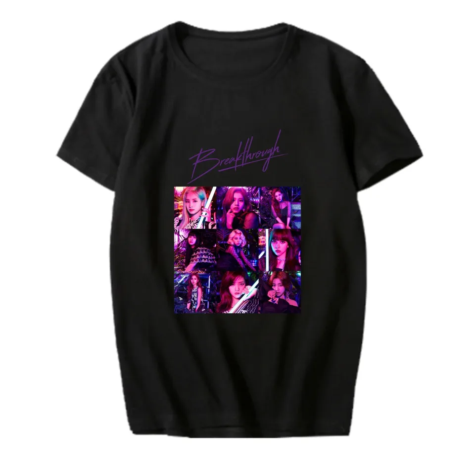 Kpop Twice T Shirts Summer Short Sleeved Tops Round Neck Tee Shirt Breakthrough Album Printed Cotton