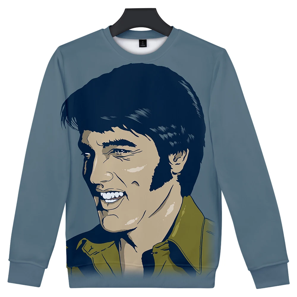 Уличная Мужская толстовка Elvis Presley с круглым вырезом и длинными рукавами из хлопка Harajuku Elvis Presley, толстовка с капюшоном для мужчин, уличная одежда