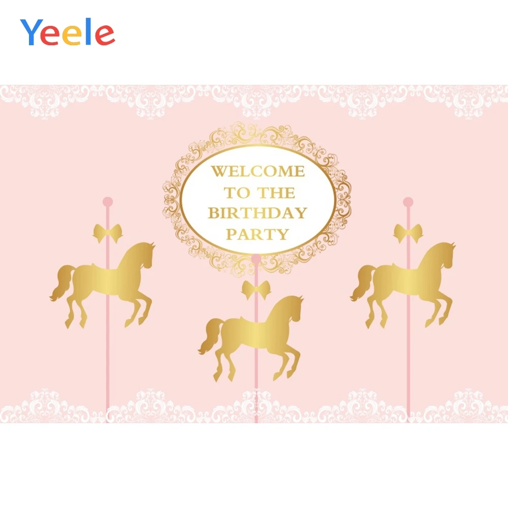 Yeele день рождения фотозоны вечерние золотые качающиеся лошади фотографии фон персонализированные фотографии фоны для фотостудии - Цвет: NTG00701