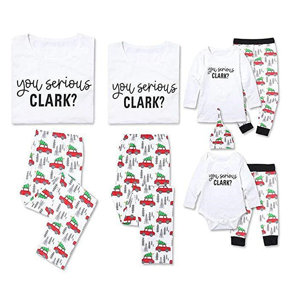 

Cotton Family Matching Christmas Pajamas Clothes Set New Xmas Mother Daughter Cartoon Print Family Match Nightwear Clothing Suit
