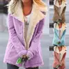 Women Winter Warm Coat Solid Color Buttons Lapel Turn-down CollarPlush Thick Outerwear Jacket Casual Femal Pink Grey streetwear ► Photo 1/6
