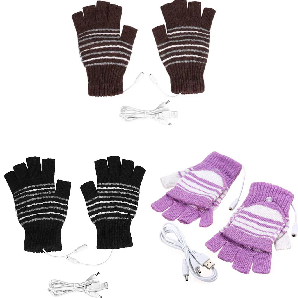 Usb Heating Winter Gloves Hand Warm Heated Fingerless Gloves Warmer Mitten Tactical Driving Gloves Handschoenen Перчатки Luvas