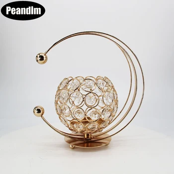 

PEANDIM Creative Crystal Candle Holder Gold Tea Light Holder Wedding Party Centerpieces Stand Home Craft Candlestick Decoration
