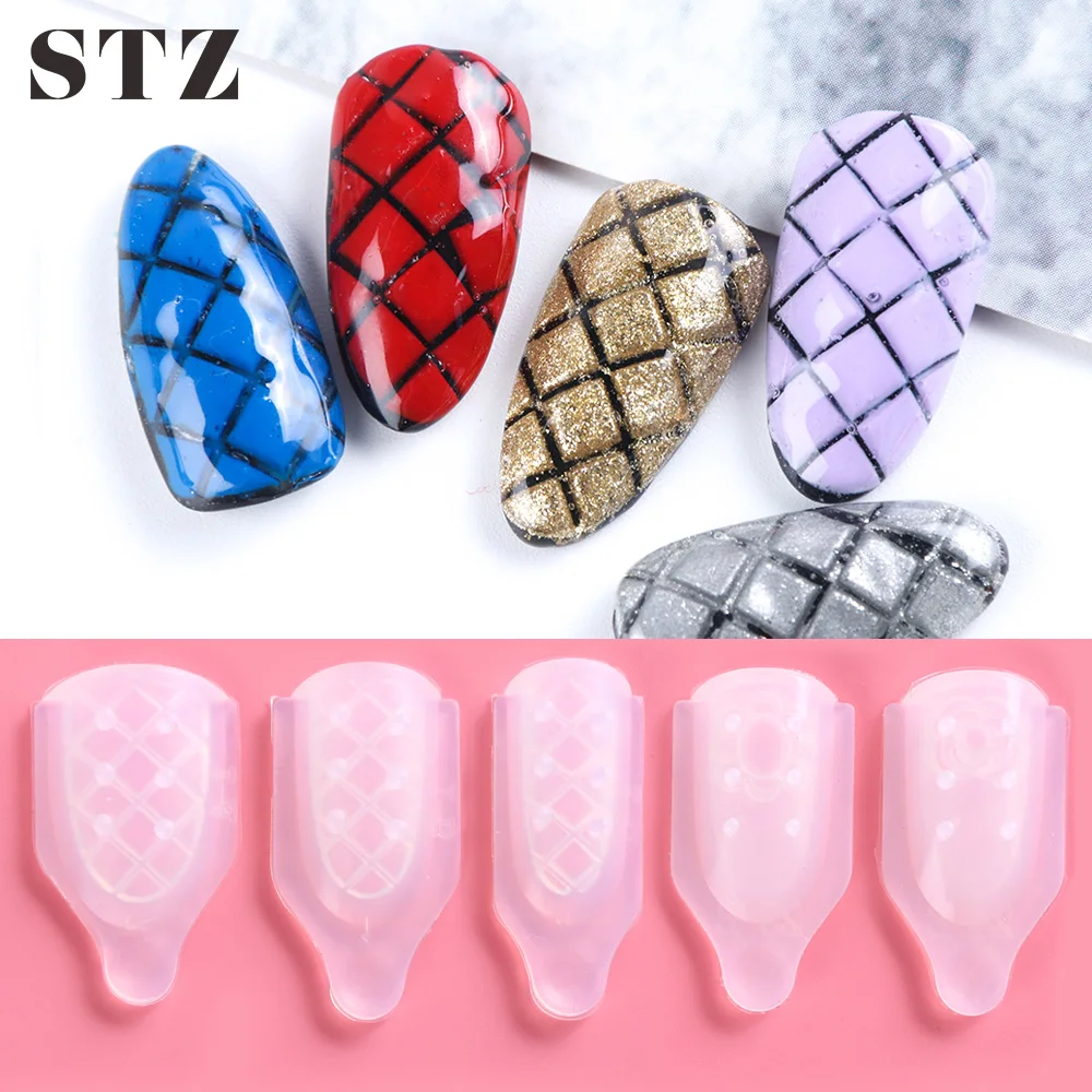 STZ 3 шт силиконовые формы для ногтей 3D резьба штамповки пластины геометрический цветок Трафарет Шаблон набор УФ гель акриловый маникюр#1518