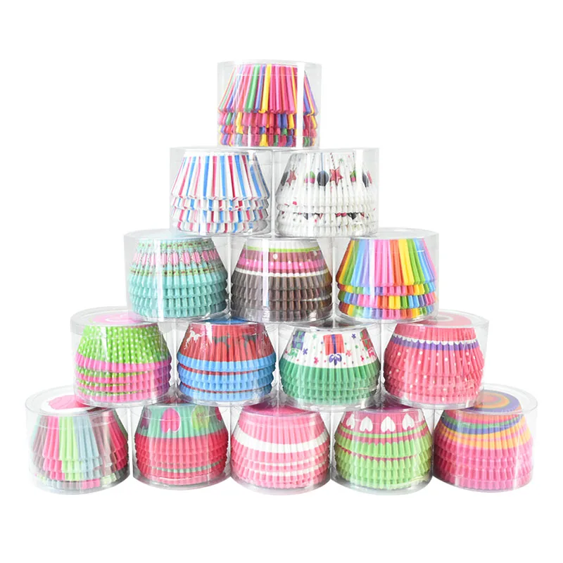 

100Pcs Colorful Round Shaped Cupcake Paper Muffin Cases Cake Decoration Party Tray Kitchen Accessories Pastry Decorating Tools