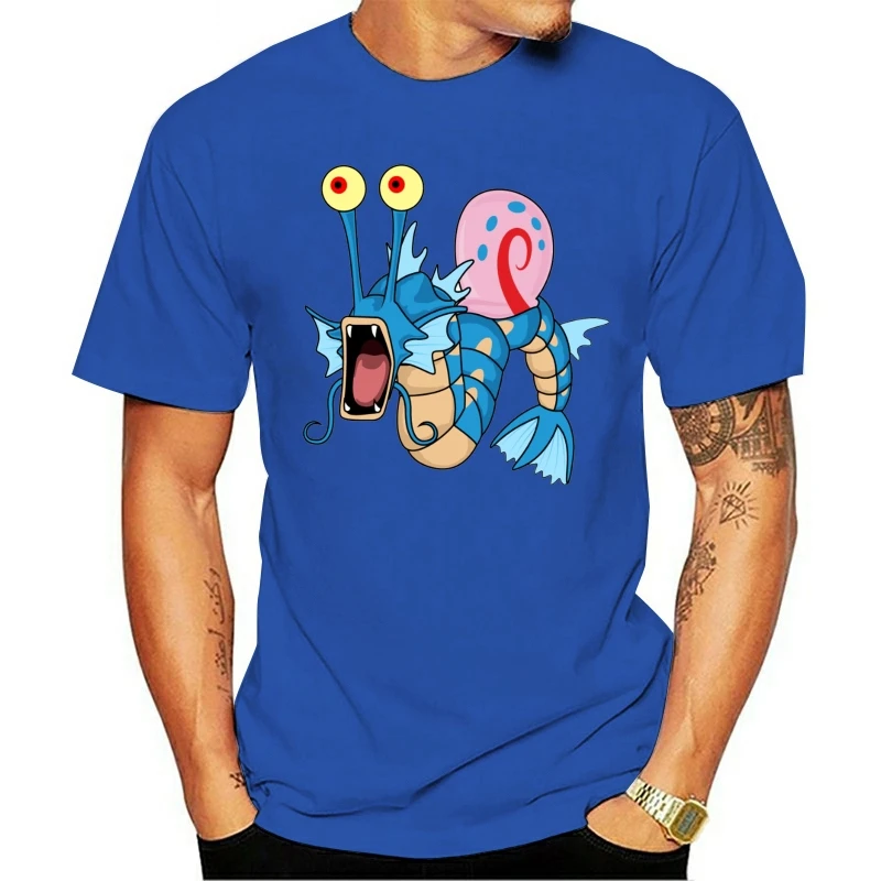 

2020 Fashion T Shirts Men Short sleeve Gary the snail and Gyarados mashup = Garydos Unisex Women O-neck 100% cotton
