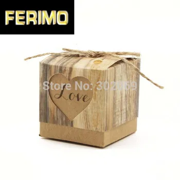 

Popular Wedding Gift box of "Hearts in Love" Rustic Kraft Favor Box and Party decoration gift For Party favor box 12pcs