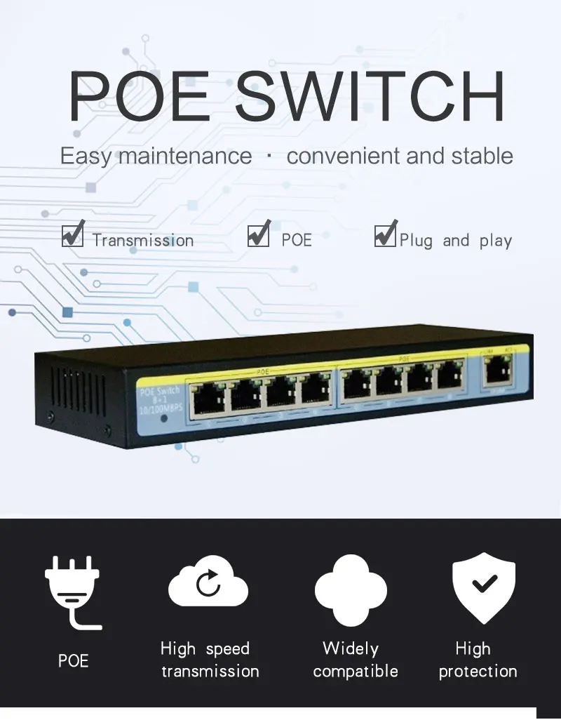 Mogood 9-Порты и разъёмы коммутатор питания через Ethernet для 8-канальный DVR NVR Системы охранного видеонаблюдения(CCTV IP/PoE камеры 250 м дальность передачи металлический Корпус