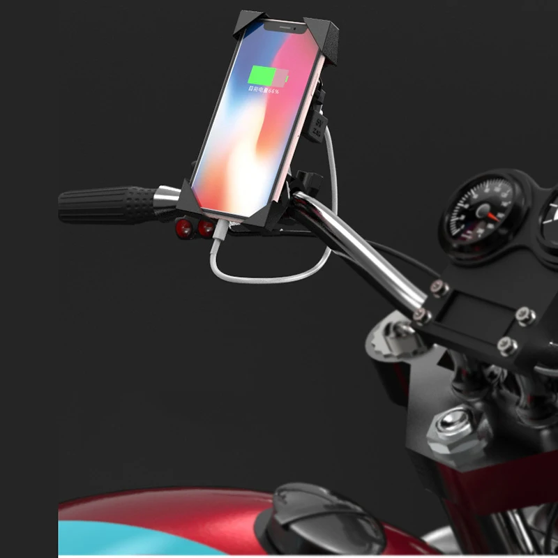 Vmonv мотоцикл телефон Быстрая зарядка держатель для iPhone X 8P Moto USB зарядное устройство Стенд Авто замок 360 Вращение мобильный телефон gps крепление