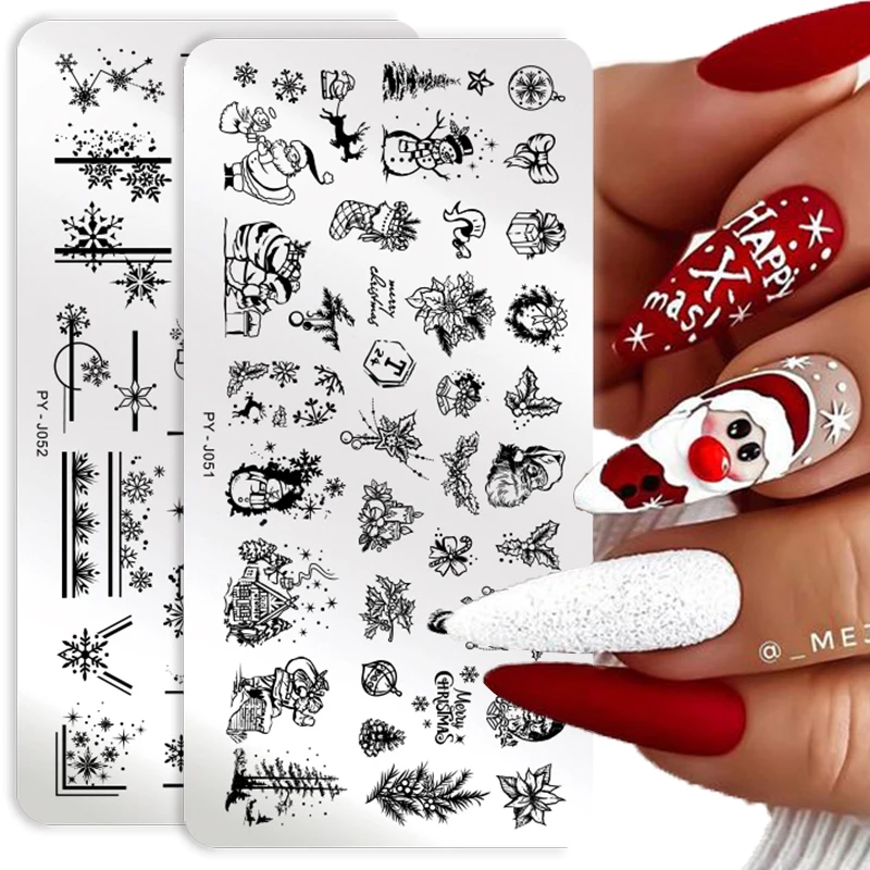 PICT YOU Christmas Nail Stamping Plates Xmas Snowflake Festival Pattern Nail Art Image Plates Nail Printing Stencil Templates