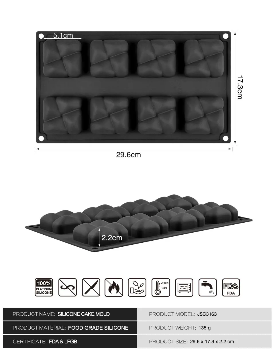 SILIKOLOVE 8 полости 3D мусс силиконовая форма для десертов украшения торта инструменты для выпечки DIY формы для выпечки желе формы