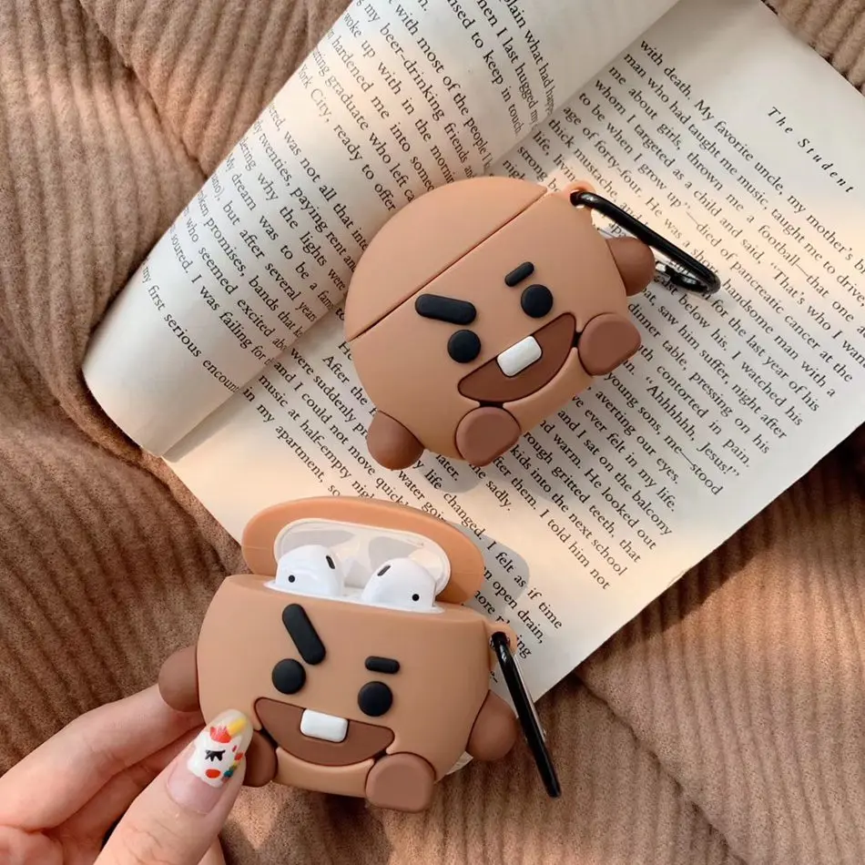 3D наушники в виде кролика чехол для Airpods 2 силиконовый шоколадный Apple Air pods с