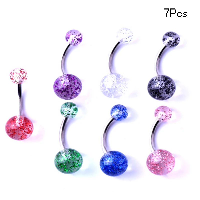 

New Surgical Steel Dangle Navel Rings Fashion Transparent Acrylic Navel Bars Sexy Belly Button Ring Navel Piercing Jewelry Gift