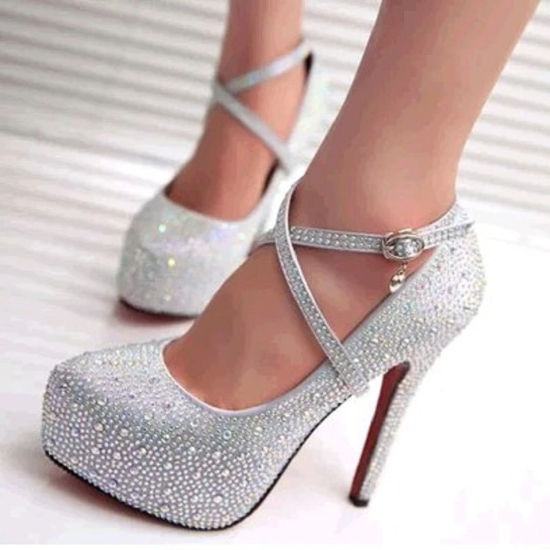 2018 señoras tacones altos zapatos de baile de graduación boda damas  cristal plata brillo diamantes zapatos de novia delgados con zapatos de  fiesta,|Zapatos de tacón de mujer| - AliExpress