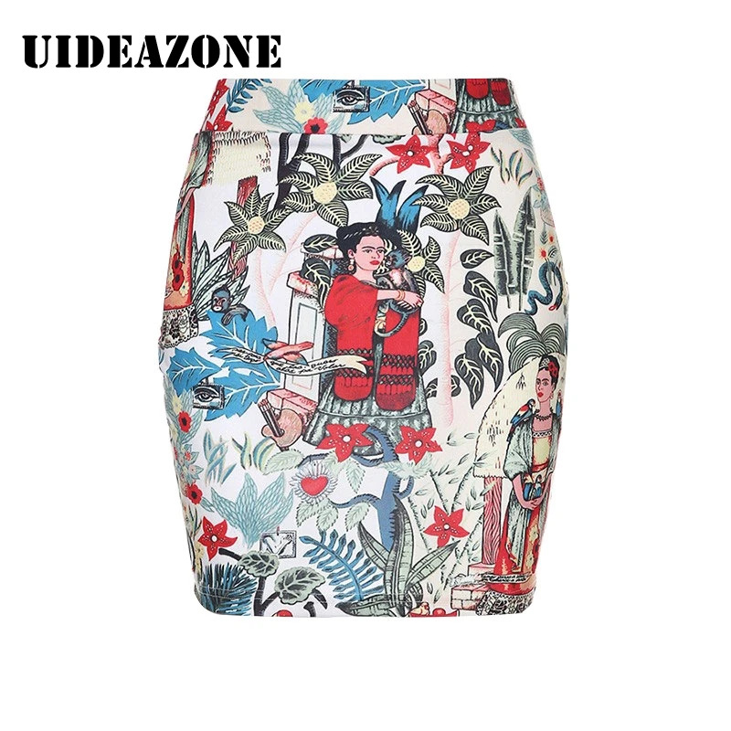 2020 Harajuku Print Summer Women Skirt Bodycon Mini Female Vintage Cartoon Skirts Faldas Mujer Jupe Femme Womens | Женская одежда