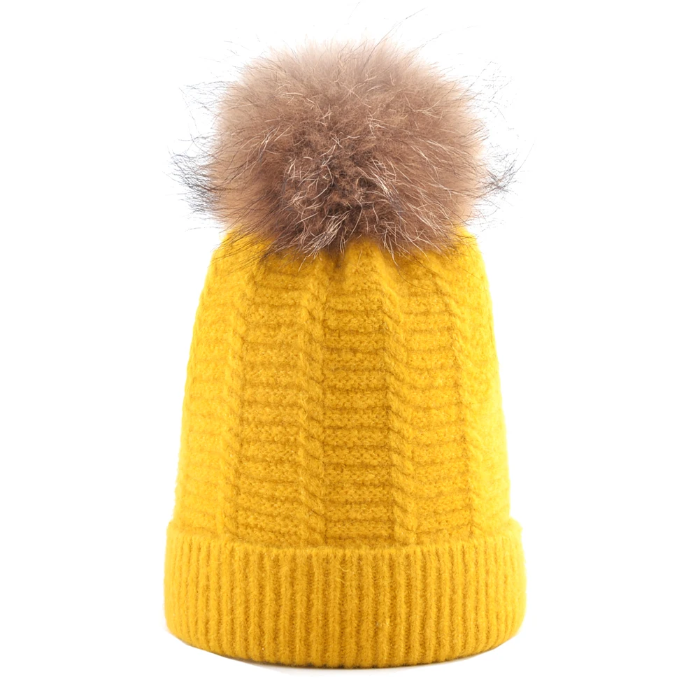 Fur pom pom for hats women winter caps girl knitted beanie women warm beanies cap ladies skullies casual pompom hat gorro