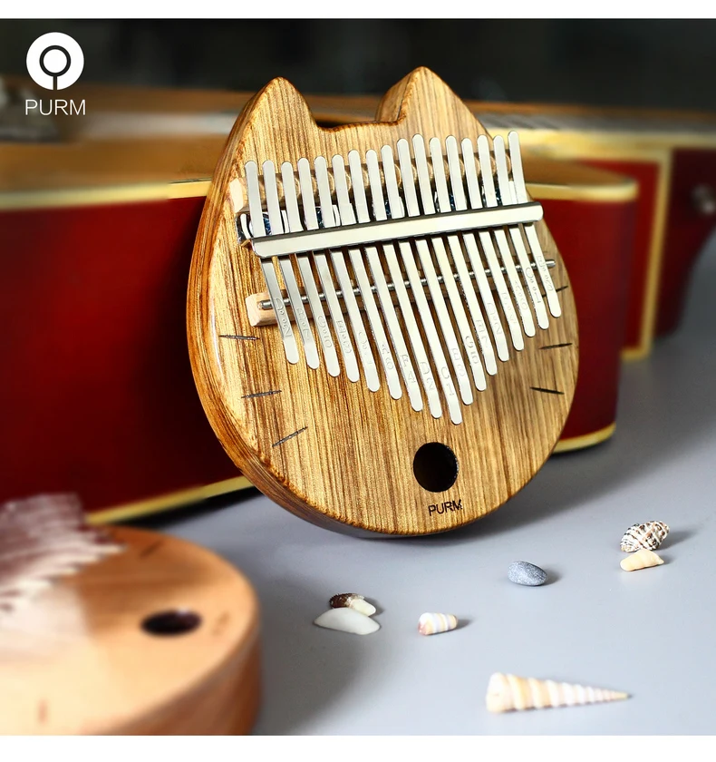 PURM 17 teclas Kalimba africano sólido caoba dedo pulgar Piano Sanza de madera maciza mbra | Спорт и развлечения