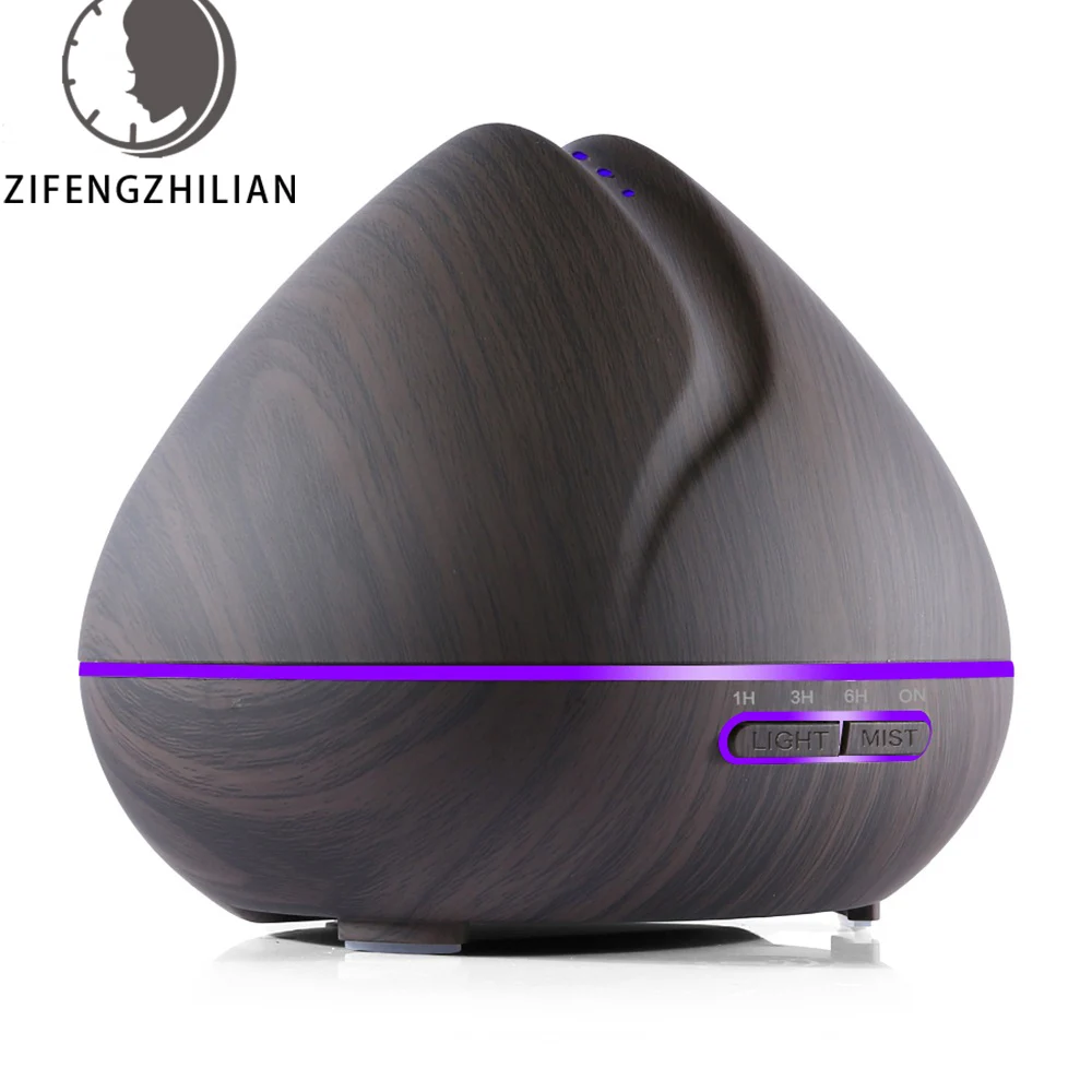

ZIFENGZHILIAN 500ML Essential Oil Diffuser Remote Control Ultrasonic Mist Maker Air Aroma Humidifier Wood Grain LED Humidifier