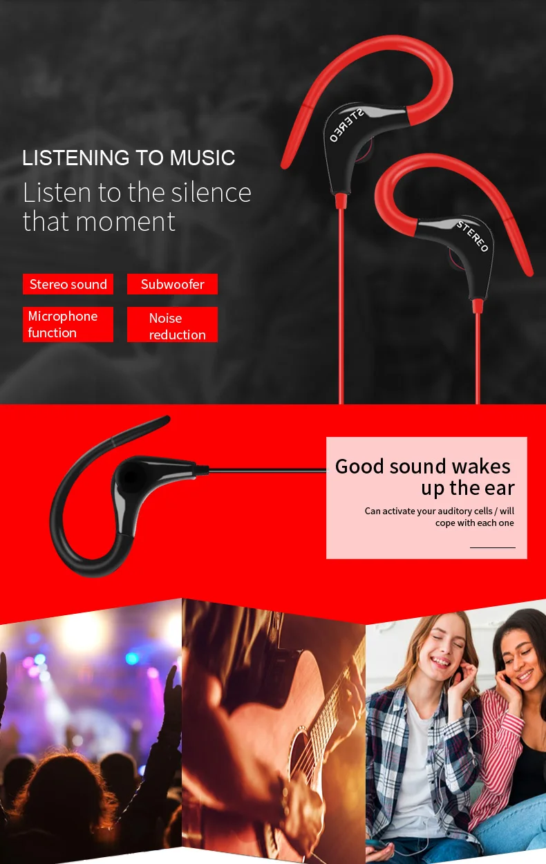 Спортивные наушники бас стерео HIFI музыкальные наушники с микрофоном Проводная гарнитура для мобильных телефонов Xiaomi IOS Android