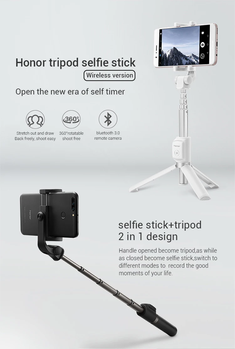 huawei Honor, селфи палка, штатив, портативный, Bluetooth 3,0, монопод для IOS/Android/huawei, Xiaomi, смартфон, селфи палка