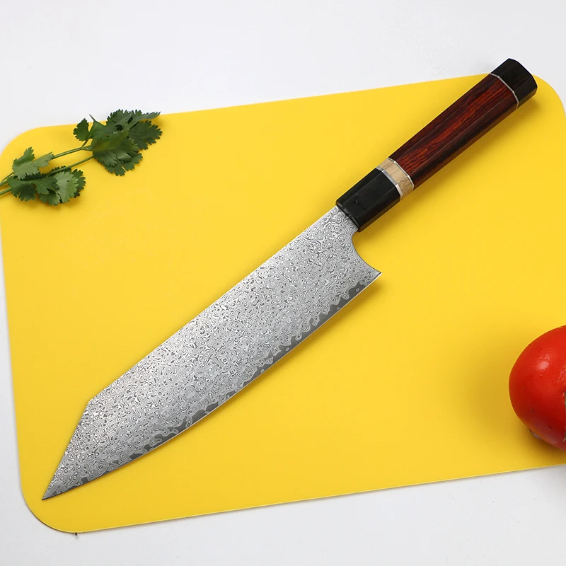 Кухонный нож, дамасский речной шеф-повара, 67 этажей, дамасская речка, Япония, 8 дюймов длинный дамасский речной кухонный нож, эбеновая ручка