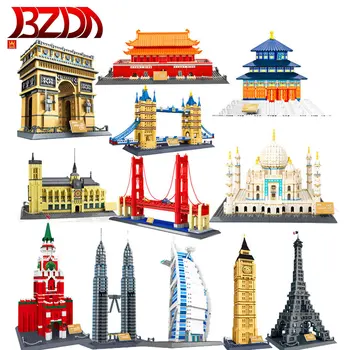 

BZDA World Famous Building Series Building Blocks Notre Dame De Paris Beijing Tiananmen Etc World Architecture Mini Blocks Toy
