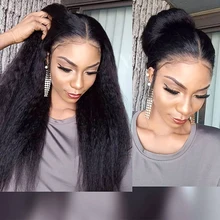 Кудрявые прямые парики 13x6 Синтетические волосы на кружеве человеческих волос парики для чернокожих Для женщин человеческих волос парики с детскими волосами 150% плотность Волосы remy