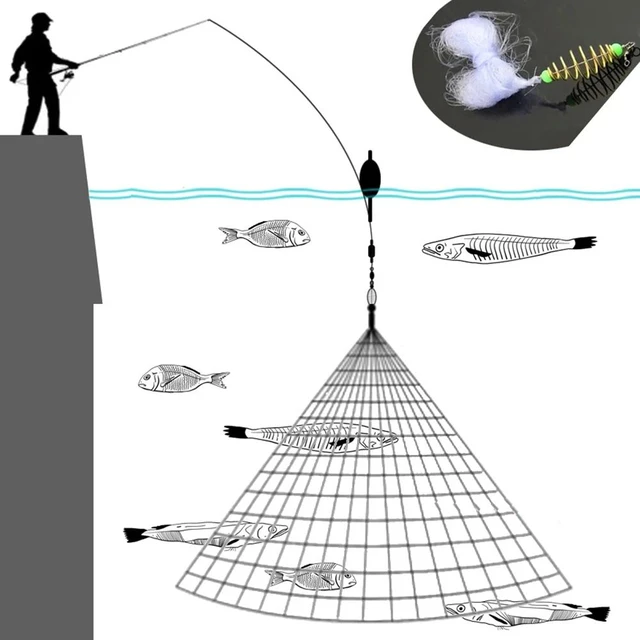 Winter Ice Fishing Net Trap Mesh Luminous Bead Netting Fish Net