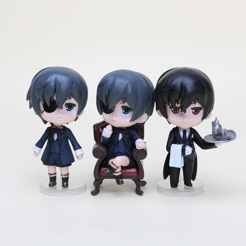 21 см Черный Дворецкий фигура Kuroshitsuji Ciel Phantomhive фигурка Коллекция Модель Куклы - Цвет: 12839 3pcs bag