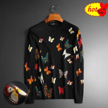 

Luxury New men Winter badge Hot Full of butterfly Casual Sweaters pullover Asian Plug Size High quality Drake #M75