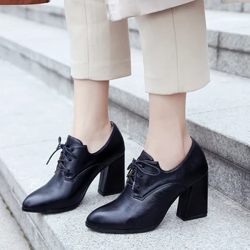 

Sarairis New Arrivals 2020 Hoof High Heels Concise Pumps Woman Shoes Pointed Toe Lace-Up Office Lady Shoes Women Pumps Female