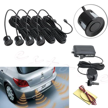 

Parking 4 Sensors Car Reverse Backup Rear Buzzer Radar System Kit Sound Alarm