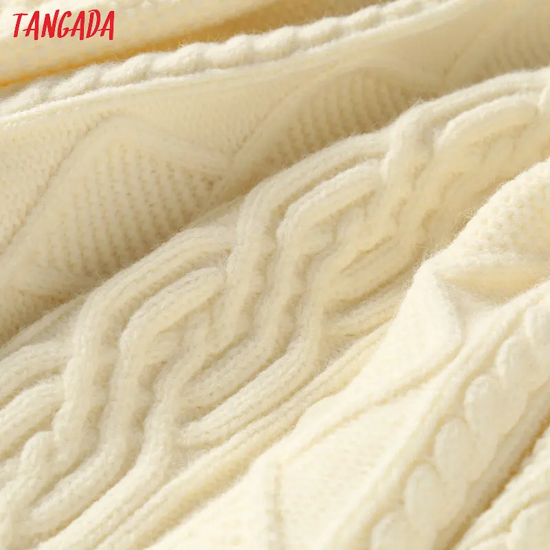 Tangada Женские винтажные твист свитеры с длинным рукавом зимние толстые женские пуловеры джемпер Стильные повседневные топы BC60