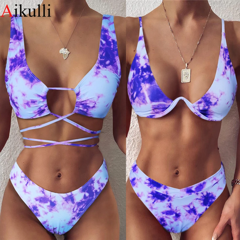 2020 Sexy Bikinis Swimsuit Women Bandage Printing Swimwear Underwire Bikini Set Tie-dye Gradient Bathing Suits Summer Beach Wear 2020 Sexy Bikinis Swimsuit Women Bandage Printing Swimwear Underwire Bikini Set Tie-dye Gradient Bathing Suits Summer Beach Wear