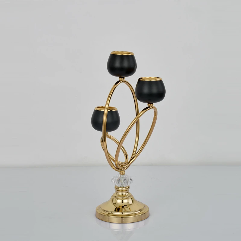 Gold color 3-руки подсвечники металлические канделябры подсвечники свадебное украшение для стола нежный подсвечник для Рождественский Декор для дома - Цвет: Gold color
