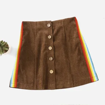 

korean style Women's Vintage Office Ladies Button Striped Print Ladies Casual Elastic Waist Package Hip Skirt Bow Skirt 8.23