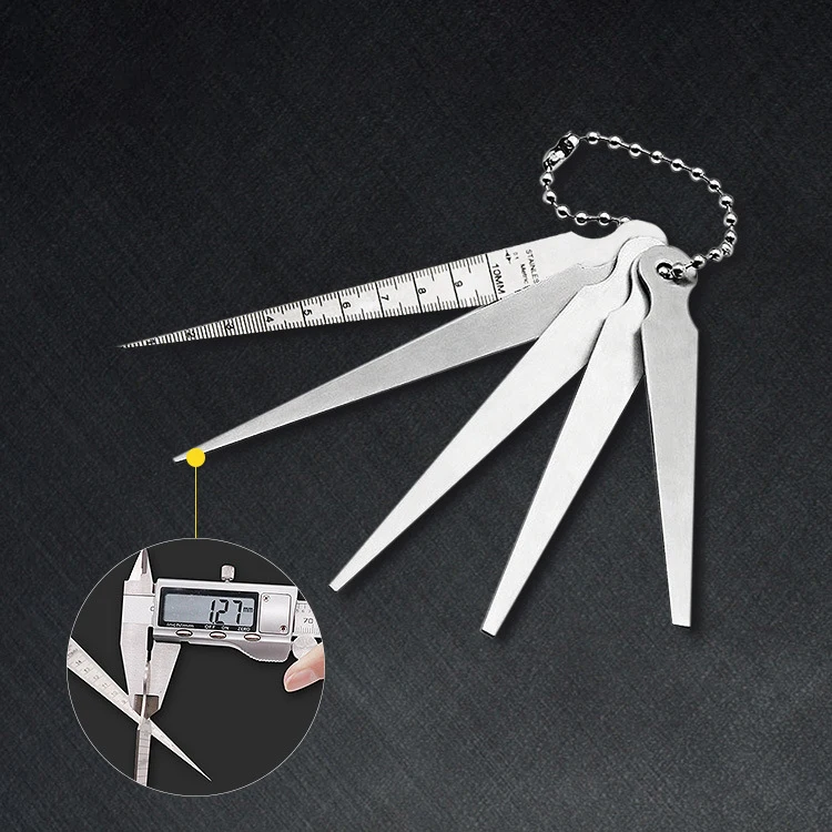 HHO-5pcs/комплект 1-10 мм конус из нержавеющей стали Калибровочная апертура весы Клин щупа для сверла отверстие измерительные инструменты 5 веток космическое правило
