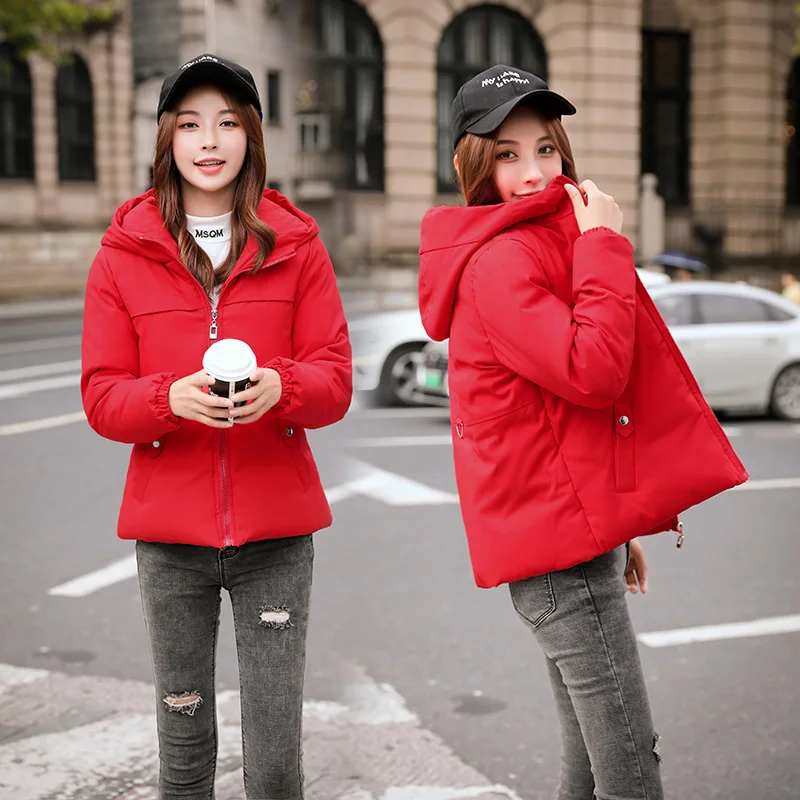 

2019 New Style Korean-style Slim Fit College Style Short Cotton Coat Women's Slimming INS down Coat Thick Students Small Cotton-