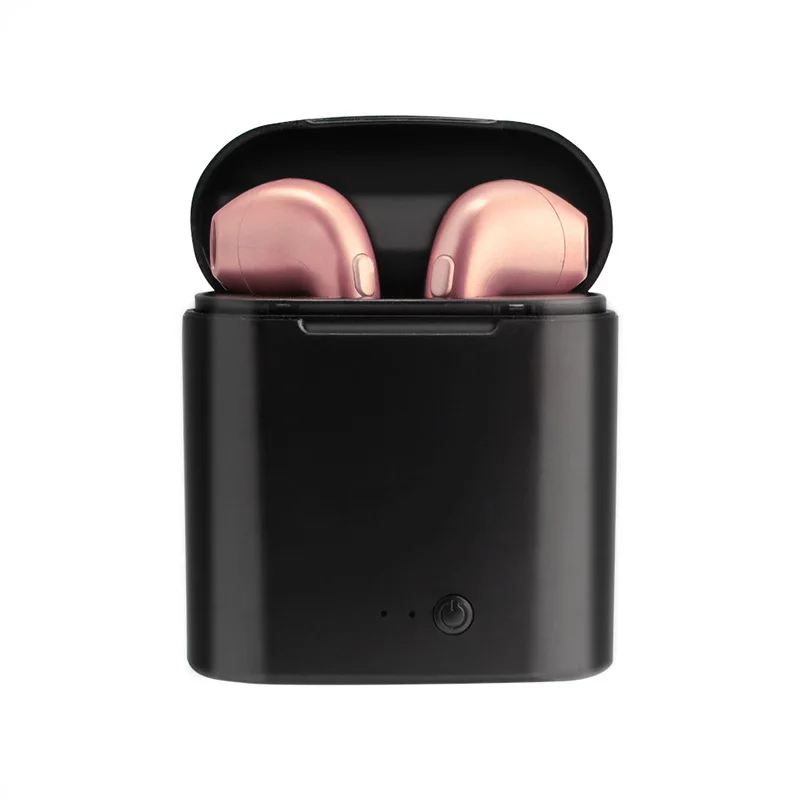 black pink earphone I7 I7s TWS Мини Bluetooth наушники 4,2 Беспроводные наушники с зарядным устройством Автомобильная гарнитура с микрофоном для IPhone мобильного телефона - Цвет: black pink earphone
