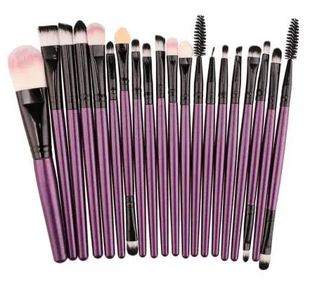 Purple-Black Набор кистей для макияжа, 20 шт./лот, тени для век, растушевка, подводка для глаз, ресниц, бровей, основа для макияжа, кисти для макияжа, профессиональная кисть для теней - Handle Color: Purple-Black