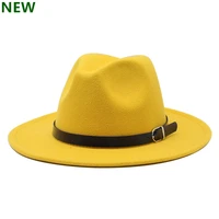 free shipping 2022 new Fashion men fedoras women's fashion jazz hat summer spring black woolen blend cap outdoor casual hat X XL 6