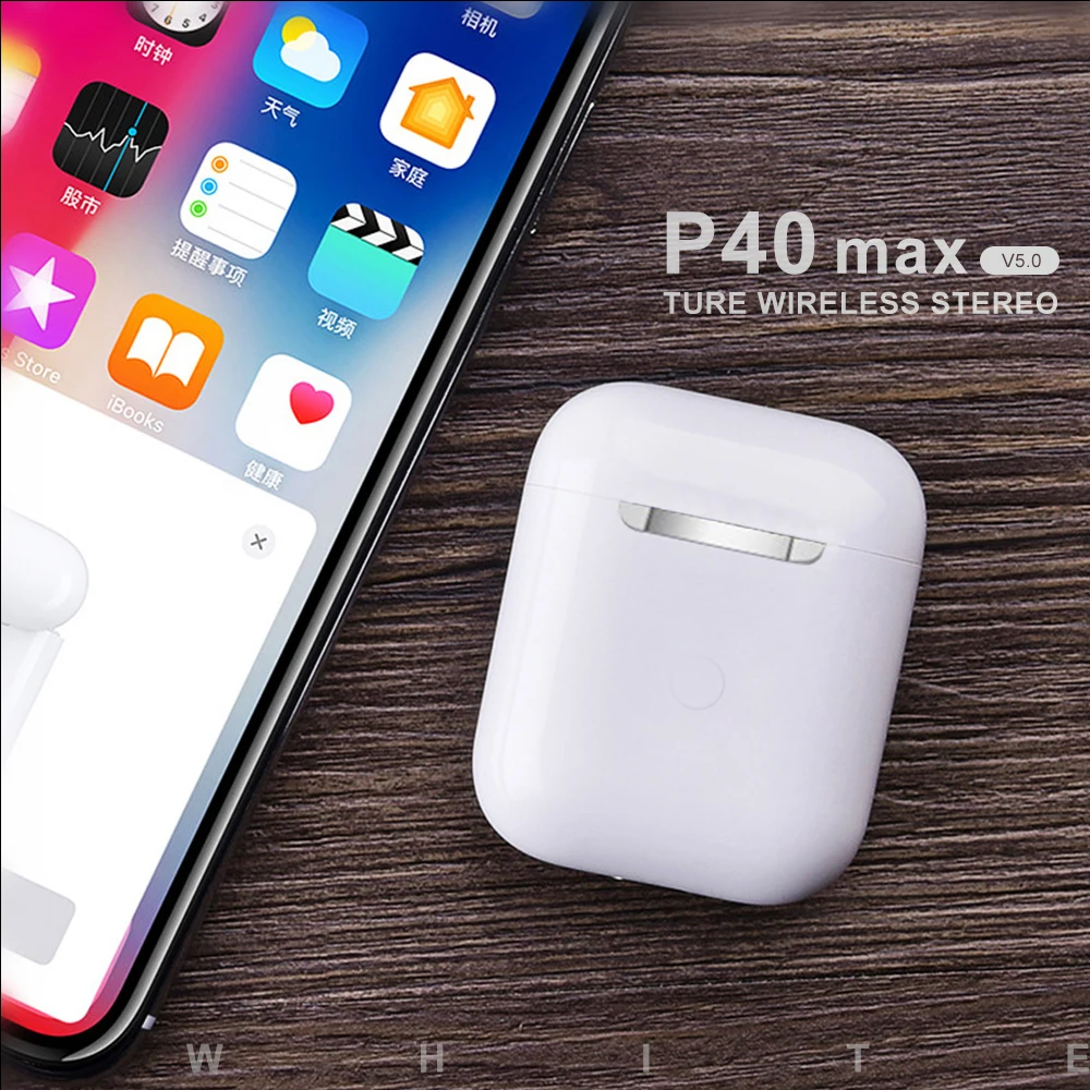 White Беспроводные мини-наушники HEYPOD P40 Max TWS для iPhone 7, спортивные стерео беспроводные bluetooth-наушники с микрофоном для Xiaomi - Цвет: White