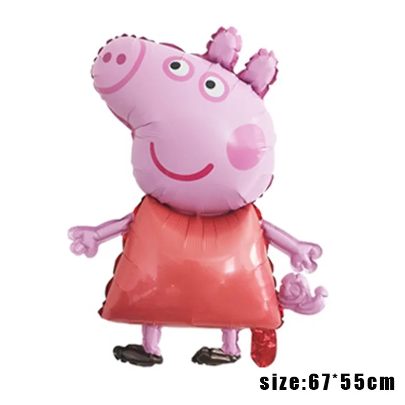 6pcs Cartoon Peppa Pig Foil Balloons 32inch red 0-9 Baby Boy Girl Helium Globos Happy Birthday Party Room Decorations Kids Toys