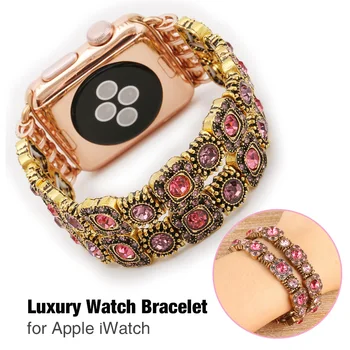 

Crystal Bling Bracelet for Apple Watch Straps Woman iWatch Bands Elastic Wristband Bracelet Band Handmade for Girls Woman