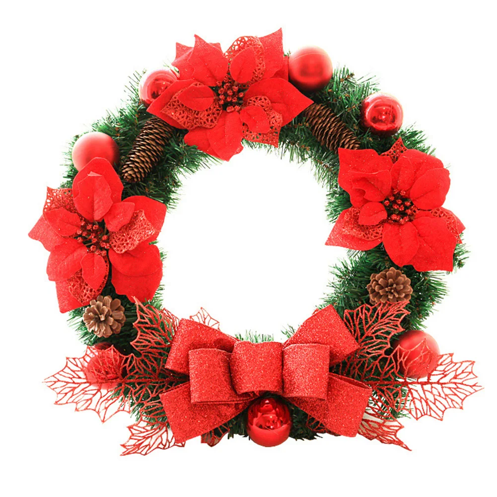 

Rattan Decoration Christmas Bowknot Window Artificial Flower Pendant Party Ball Crafts Festival Door Hanging Home Wreath