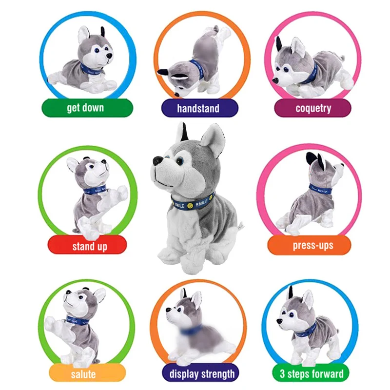 Electronic Pets Sound Control Robot Dogs Bark Stand Walk Cute Interactive Toys Dog Electronic Husky Pekingese Toys For Kids