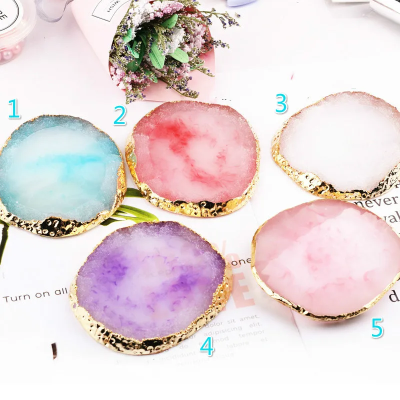 

Nail palette agate gold edge palette crystal with color works display board tool